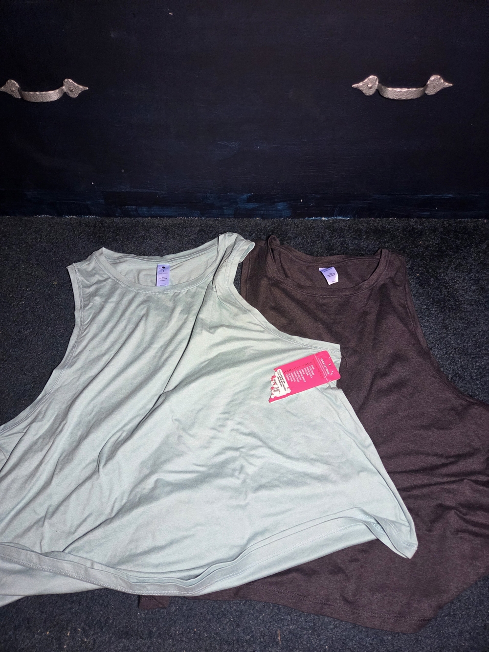 Black and Mint Yogalicious Crop Tanks NWT L